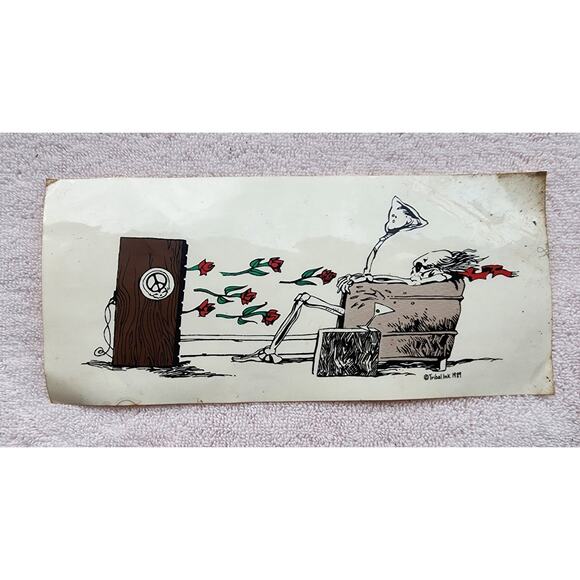 VTG 1989 Grateful Dead Tribal Ink Decal Sticker Skeleton Roses Memoirex READ - Picture 1 of 6